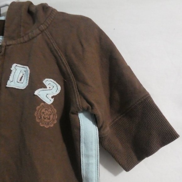 LIMITED TOO | size 8 | 100% Cotton | Brown Zip-Up Short Sleeve Hoodie | GUC - Picture 6 of 14